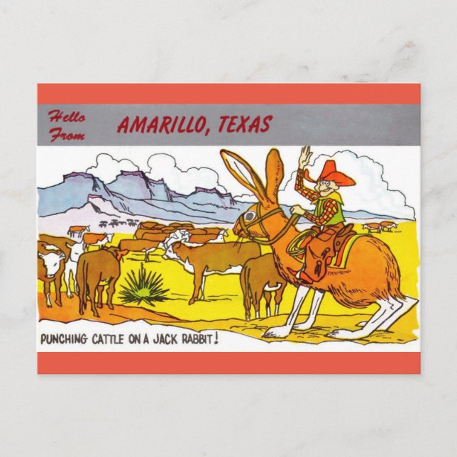 Amarillo, Texas Travel Greetings Cartoon Postcard Postkarte (Vorderseite)