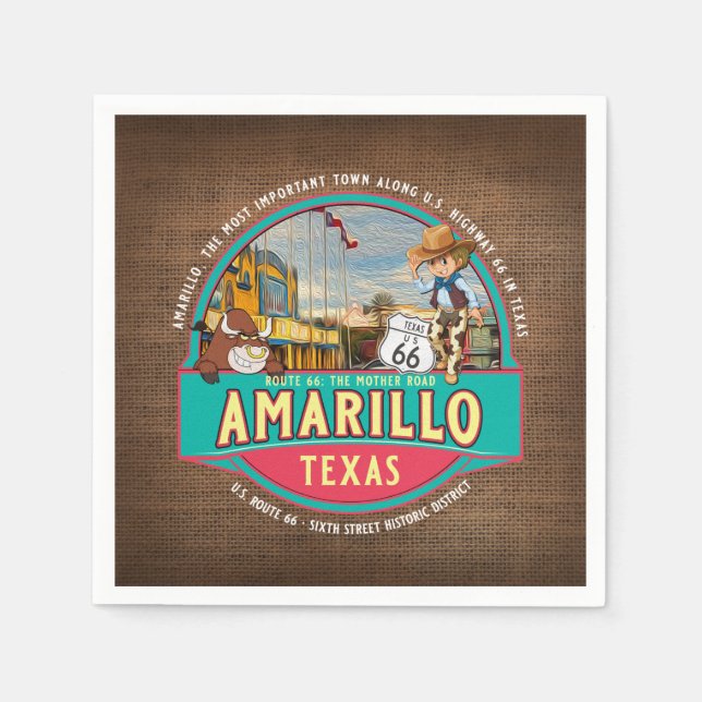 AMARILLO TEXAS US ROUTE 66 DECOUPAGE PAPIER SERVIETTE (Vorderseite)