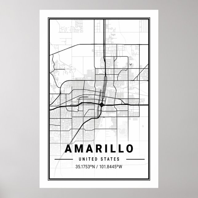 Amarillo Texas USA City Travel City Map Poster (Vorne)