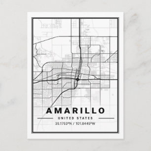 Amarillo Texas USA Travel City Map Poster Postkarte