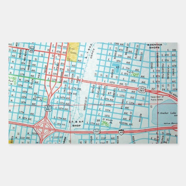 AMARILLO, TX Vintage Karte Rechteckiger Aufkleber (Vorderseite)