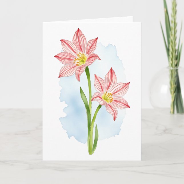 Amaryllis Blume Wasserfarbe Dankeskarte (Vorderseite)