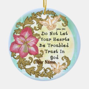 Amaryllis Christ vertraut Gott Keramik Ornament