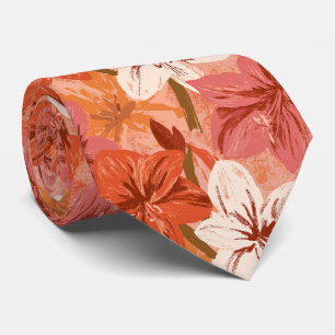 Amaryllis-Druck Braut Vater Strandhochzeit Krawatte