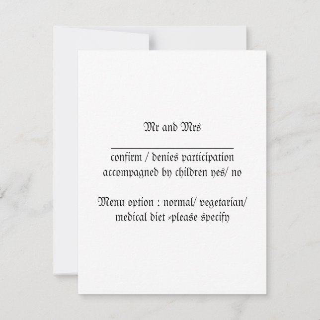 Amaryllis-Hochzeit RSVP Karte (Rückseite)