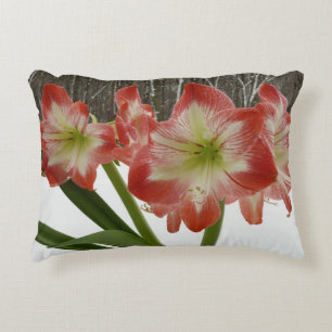Amaryllis im schneeroten Urlaub Winterflora Dekokissen