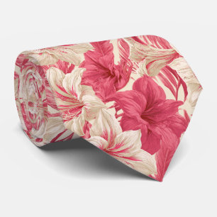 Amaryllis-Muster Braut Vater Strandhochzeit Krawatte