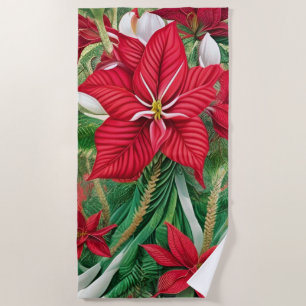 Amaryllis Poinsettia Hybrid AI Art Strandtuch