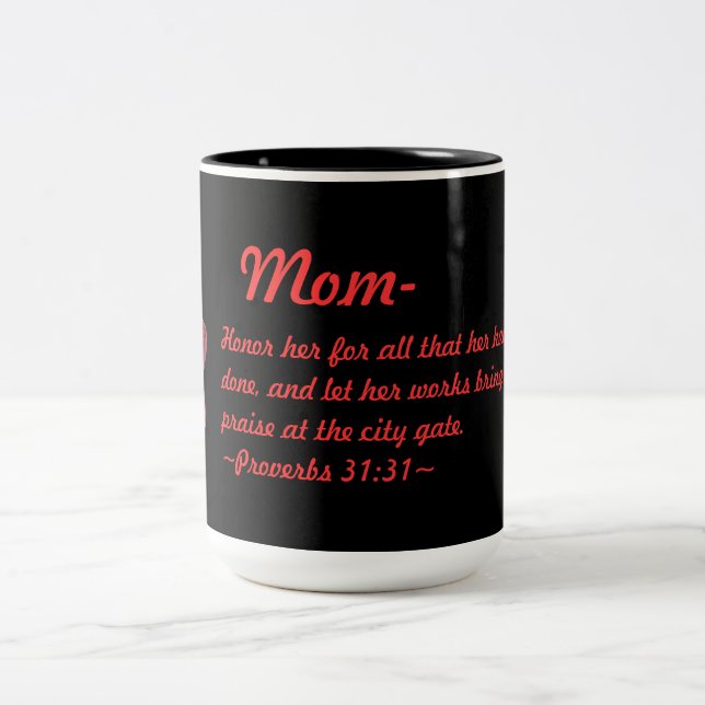 Amaryllis Proverbs 31:31 Zweifarbige Tasse (Mittel)