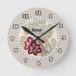 Amaryllis Rosary Clock Runde Wanduhr