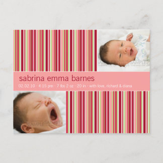 Amaryllis Stripes Pink ・ Kinderankündigung Ankündigungspostkarte
