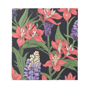 Amaryllis und Lupines Blumendesign Notizblock