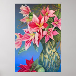 Amaryllis und Poinsettia Bouquet Poster