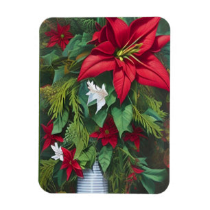 Amaryllis und Poinsettia Kunst und Kunst des Blume Magnet