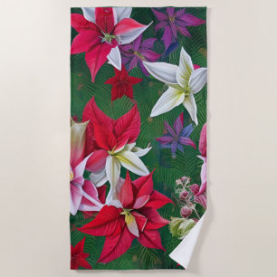 Amaryllis und Poinsettia Kunst und Kunst des Blume Strandtuch