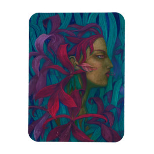 Amaryllis, women & Blume Pop-Surrealismus Magnet