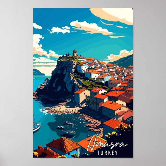 Amasra Turkey Vintage Illustration Poster (Vorne)