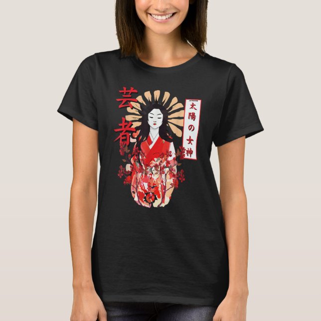 Amaterasu Omikami Cherry Blossom Sun Goddess T-Shirt (Vorderseite)
