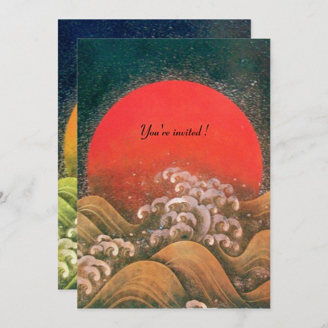 AMATERASU, SONNENGODESS, gelb, schwarz, silber Einladung (Vorne/Hinten)