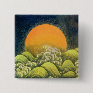 AMATERASU, SUN GODESS, gelb grün schwarz Button