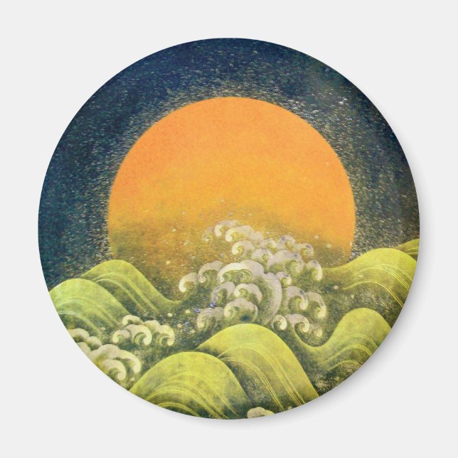 AMATERASU, SUN GODESS, gelb grün schwarz Magnet (Vorne)