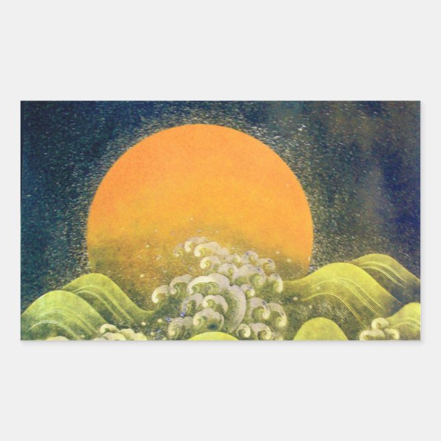 AMATERASU, SUN GODESS, gelb grün, schwarz Rechteckiger Aufkleber (Vorderseite)