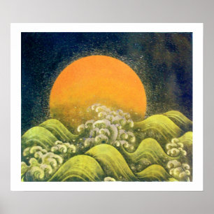 AMATERASU, SUN GODESS, gelb grün Schwarz-weiß Poster