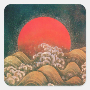 AMATERASU , SUN GODESS , rot-braun Quadratischer Aufkleber