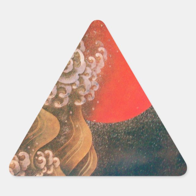 AMATERASU , SUN GODESS , rot schwarz braun Dreieckiger Aufkleber (Vorderseite)