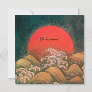 AMATERASU , SUN GODESS , rot schwarz braun Einladung