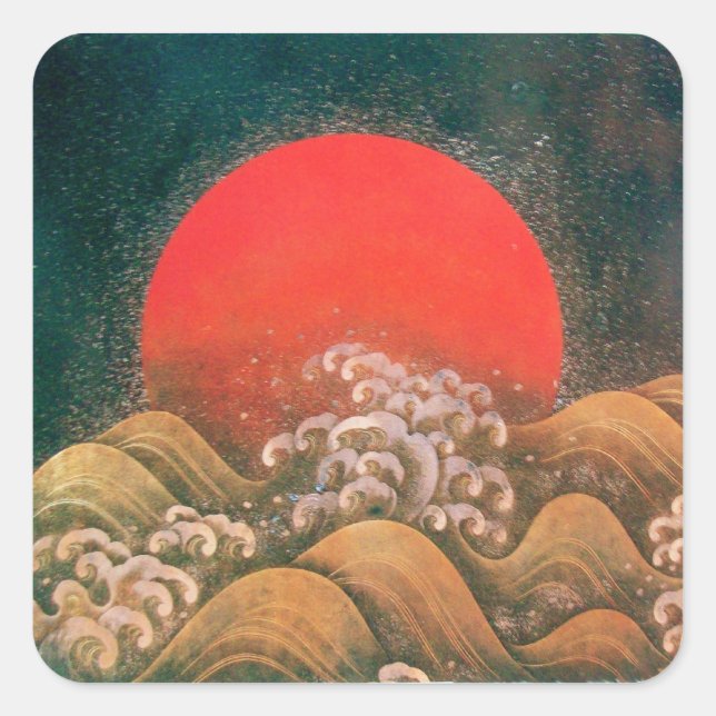 AMATERASU , SUN GODESS , rot schwarz braun Quadratischer Aufkleber (Vorderseite)