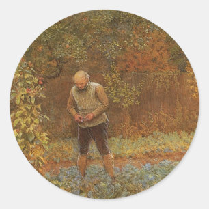 Amateur (Coachman & Cabbages) von Frederick Walker Runder Aufkleber
