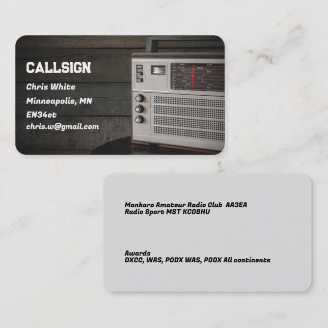Amateur-Ham-Radio Visitenkarte (Vorne/Hinten)
