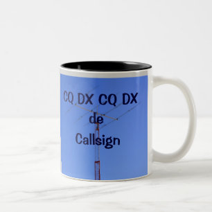Amateur-Radio CQ DX und Callsign-Tasse Zweifarbige Tasse