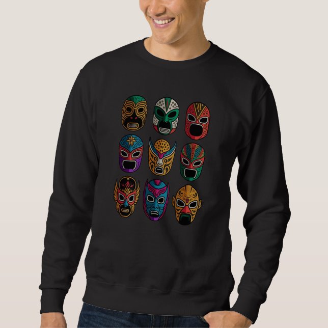 Amateur Wrestling Fighter Retro Lucha Libre Masks Sweatshirt (Vorderseite)