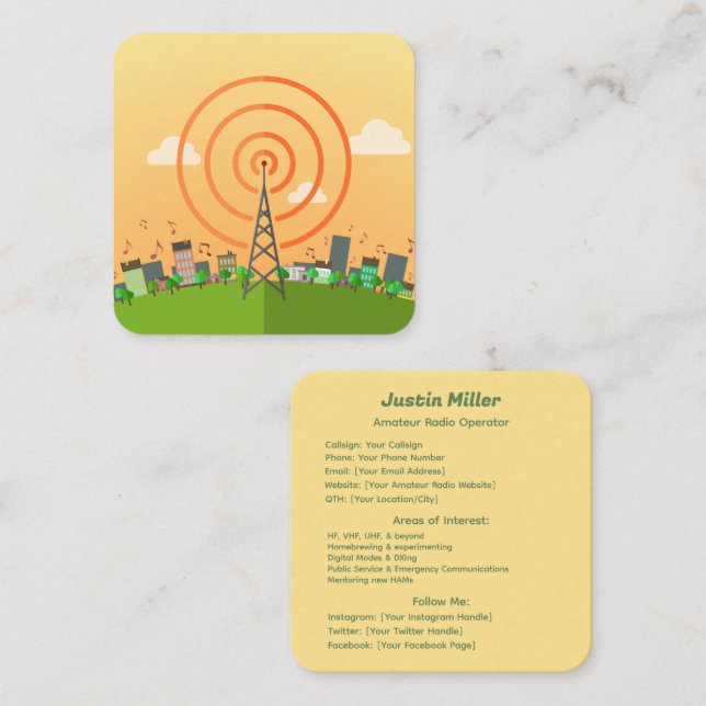 Amateurfunk Quadratische Visitenkarte (Vorne/Hinten)