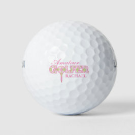 Amateurgolfer pinkfarben karierte personalisierte  golfball