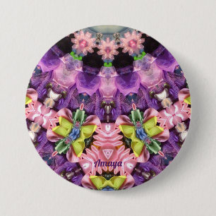 AMAYA ~ Violett Rosa Grün Gelb BLING Button