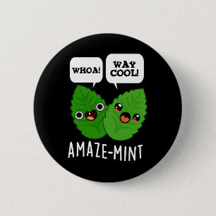 Amaze-mint Funny Mint Blätter Pun Dark BG Button