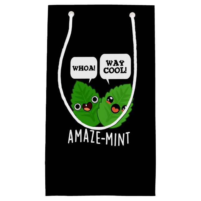 Amaze-mint Funny Mint Blätter Pun Dark BG Kleine Geschenktüte (Vorderseite)