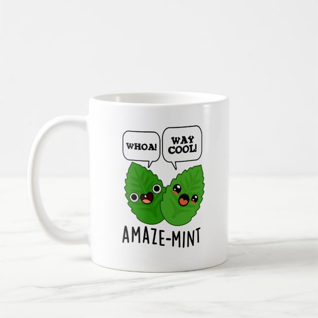 Amaze-mint Funny Mint Blätter Pun Kaffeetasse (Links)
