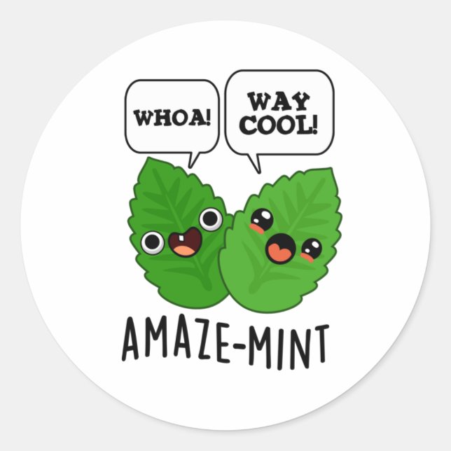 Amaze-mint Funny Mint Blätter Pun Runder Aufkleber (Vorderseite)