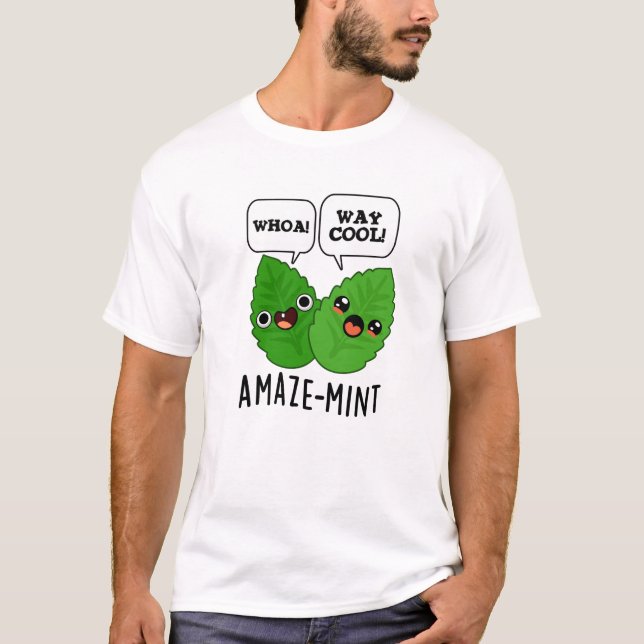 Amaze-mint Funny Mint Blätter Pun T-Shirt (Vorderseite)