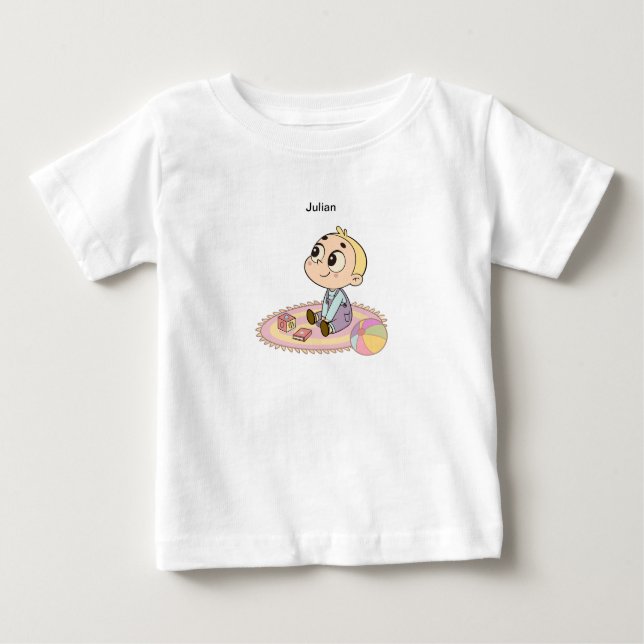 Amazed Boy Illustration Baby T-shirt (Vorderseite)