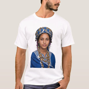 Amazigh Berber Mädchen - Traditionelles blaues Kop T-Shirt