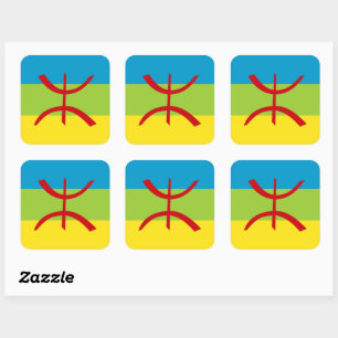 Amazigh Flag Geschenk Berber Flag Kabyles Quadratischer Aufkleber