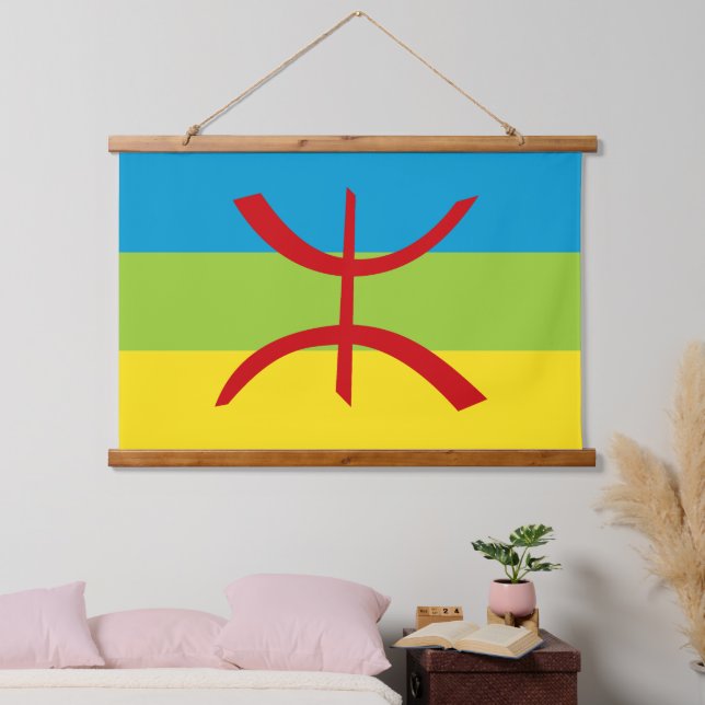 Amazigh Flag Geschenk Berber Flag Kabyles Wandteppich Mit Holzrahmen (Schlafzimmer)
