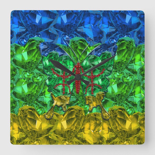 Amazigh Quadratische Wanduhr (Vorderseite)