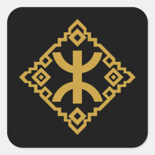 Amazigh Yaz Symbol Gold Geometrisches Emblem Quadratischer Aufkleber