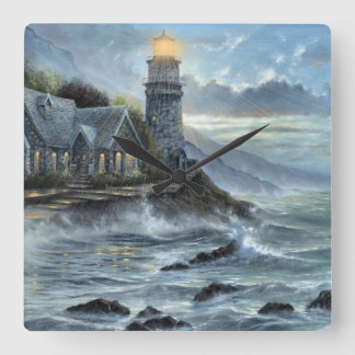 Amazing Colored Lighthouse Quadratische Wanduhr